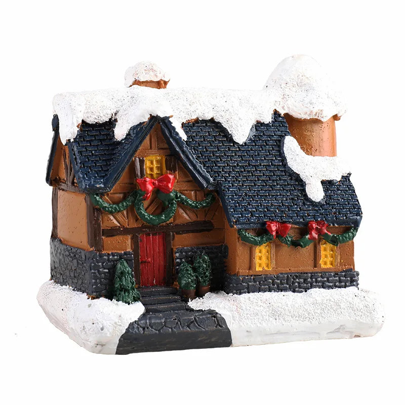 8 Styles LED Resin Christmas House Ornaments - Image 2