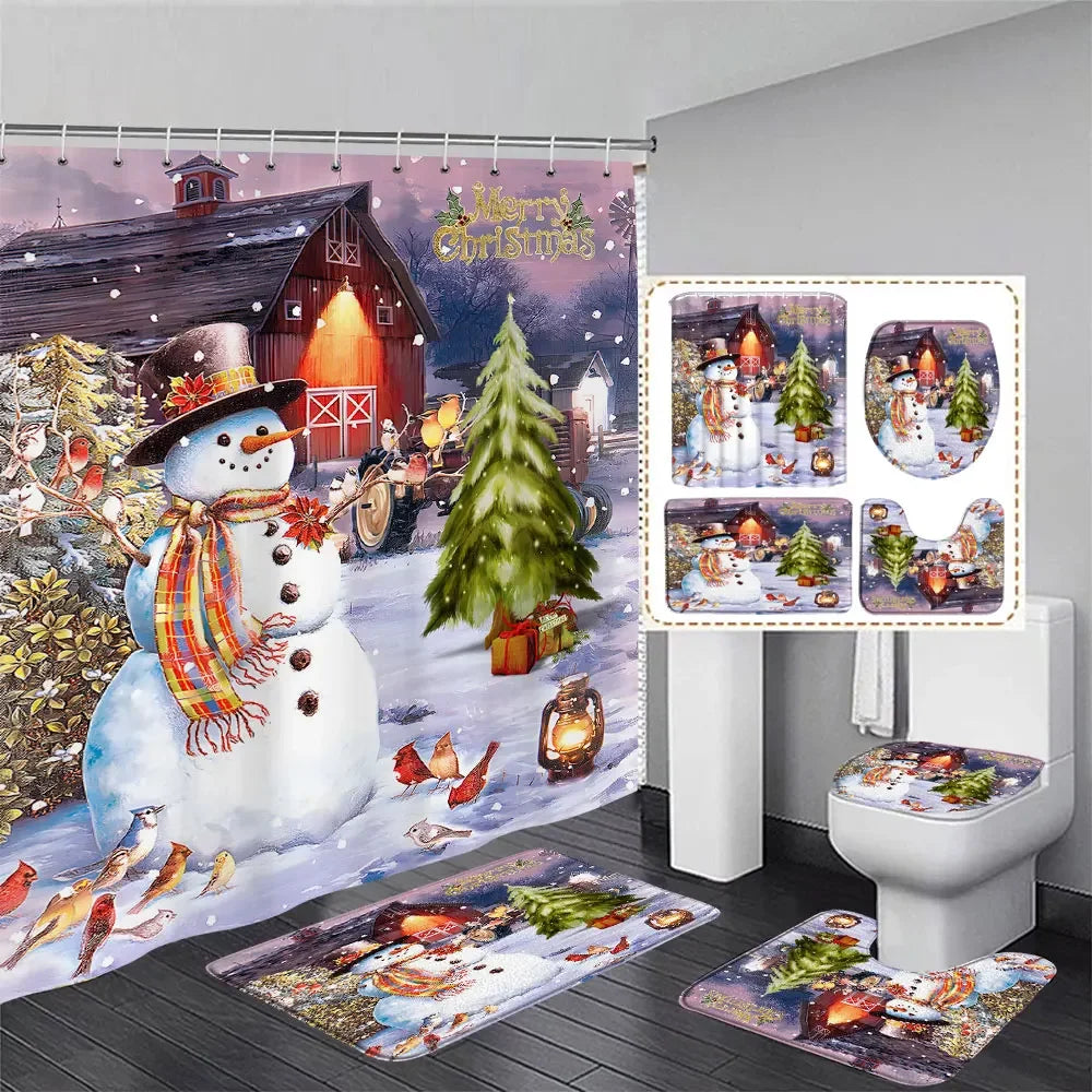 Festive Red Truck Christmas Bathroom Set - Image 38