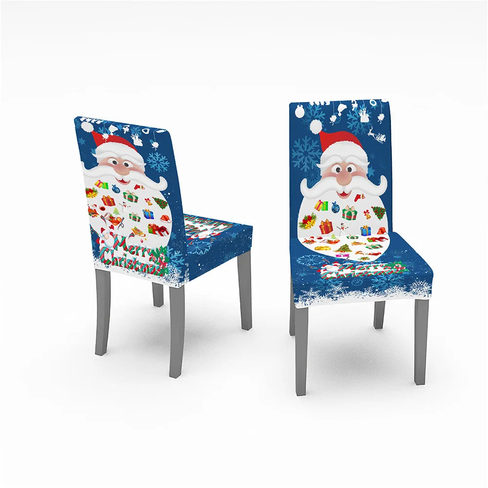 Festive Santa Printed Elastic Dining Chair Covers - Image 3