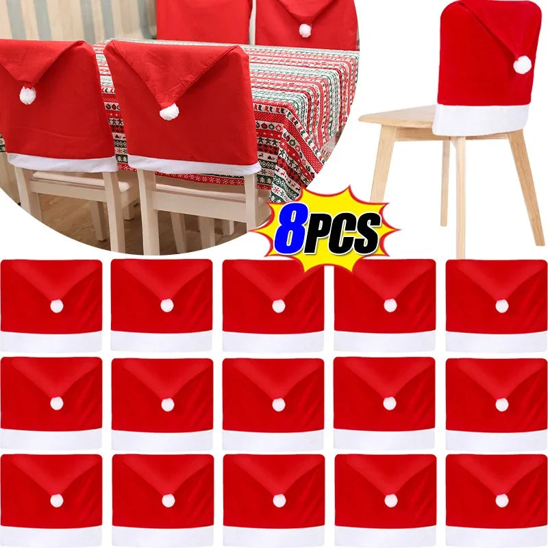Festive Red Santa Hat Chair Covers - 2 Pack