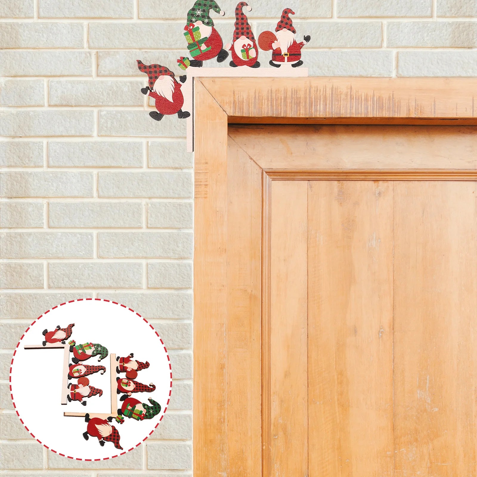 Festive Santa & Elk Wooden Door Frame Decor - Image 6