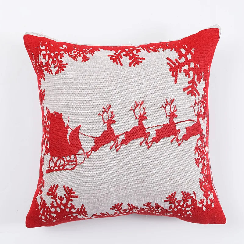 Festive Cartoon Elk Snowman Christmas Pillow Cover - Image 32
