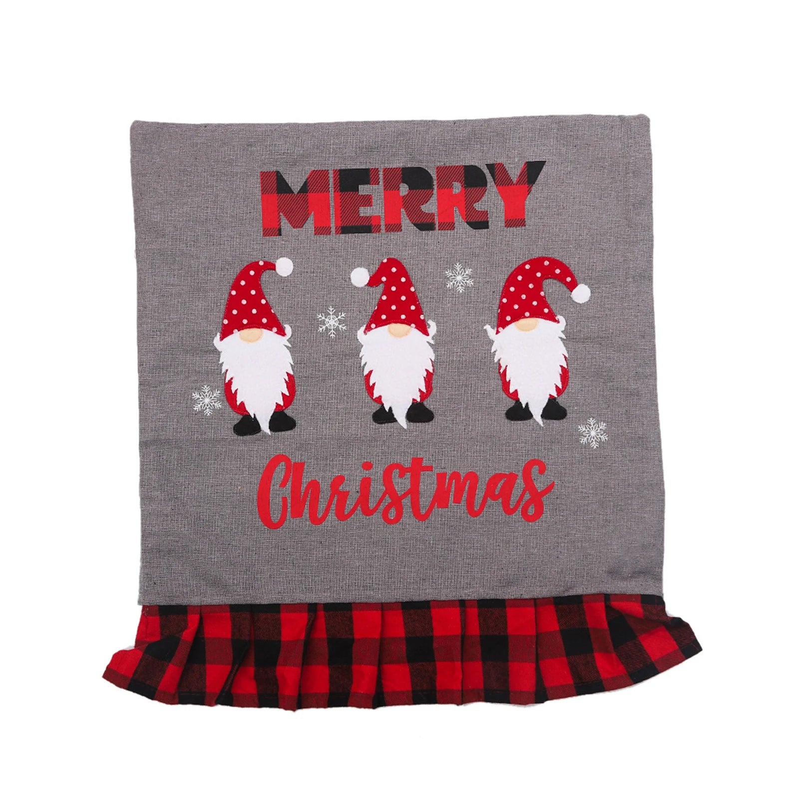 Festive Checkered Linen Chair Cover for Christmas - Image 6