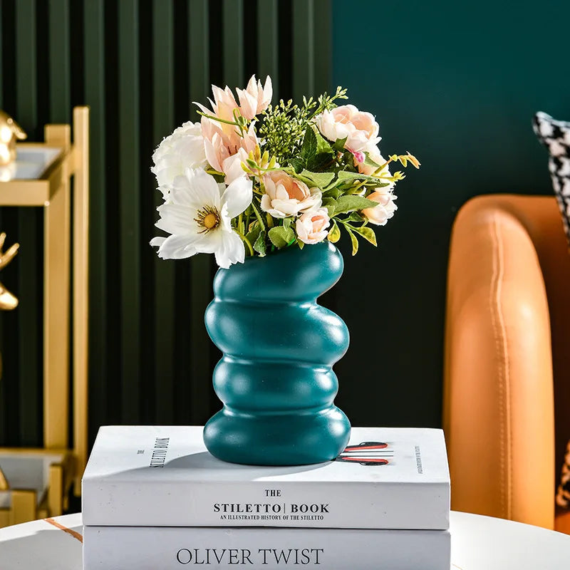 Nordic White Spiral Vase for Christmas Decor - Image 2