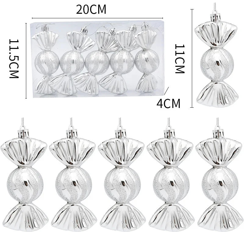 5pcs Colorful Christmas Candy Ornaments - Festive Tree Decor - Image 6