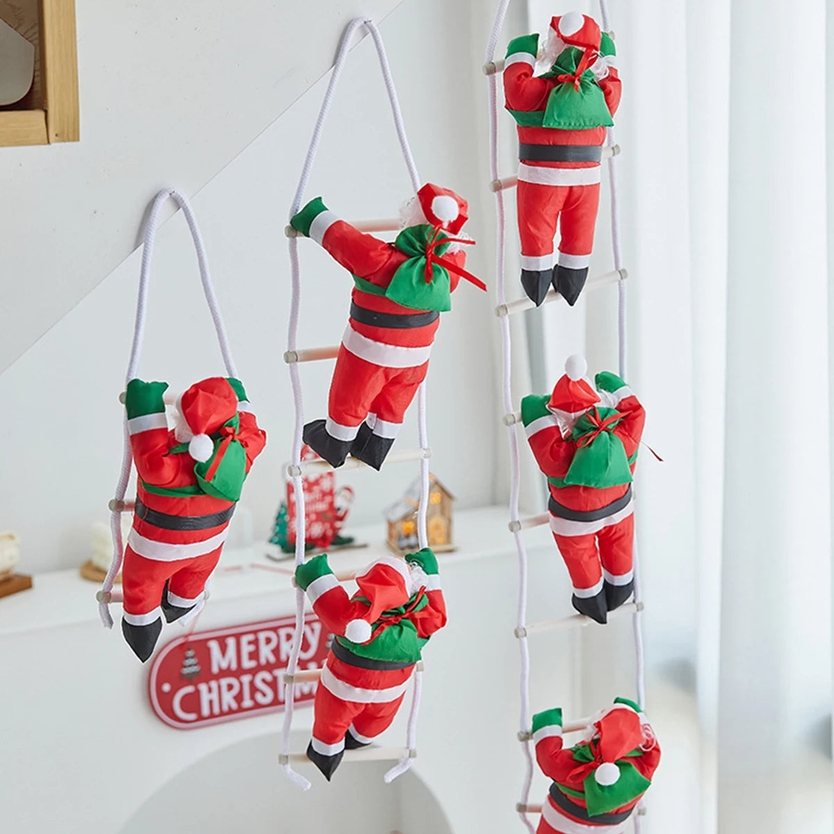 Santa Claus Climbing Rope Ladder Holiday Ornament - Image 15