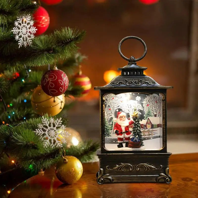 Enchanting Christmas Snow Lantern with Rotating Scene - Image 2