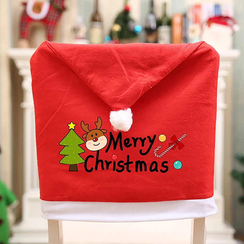 Red Santa Claus Hat Chair Covers for Christmas - Image 3