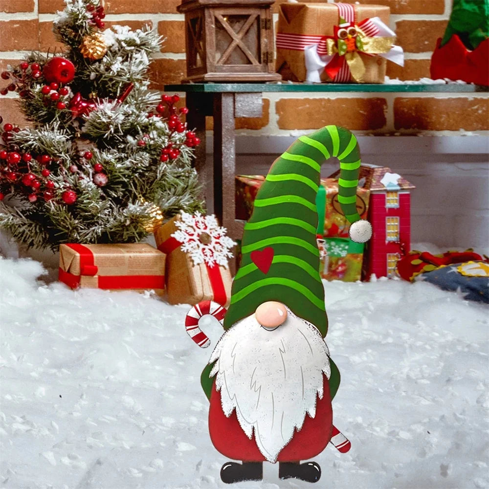 Large Outdoor Metal Gnome Christmas Yard Stake - Image 5