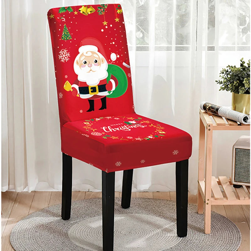 Festive Elastic High Back Chair Covers for Christmas - Image 7