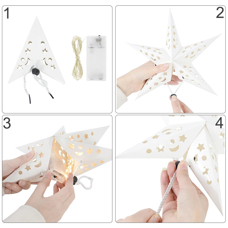 Gold & White Star Lanterns: Perfect for Christmas Décor - Image 15