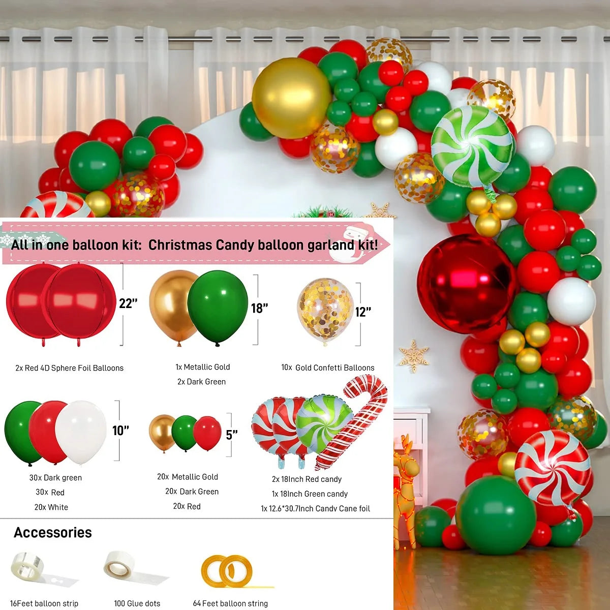 Festive Christmas Balloon Arch Kit - Santa & Gifts - Image 14