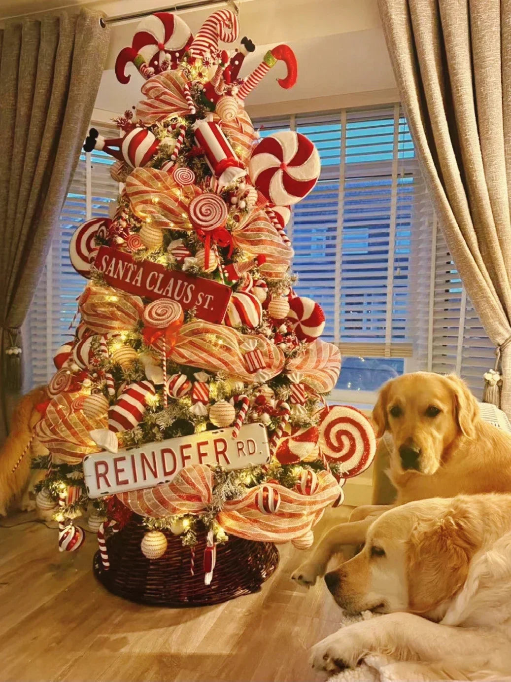 Festive Red & White Stripe Christmas Ribbon - Image 7