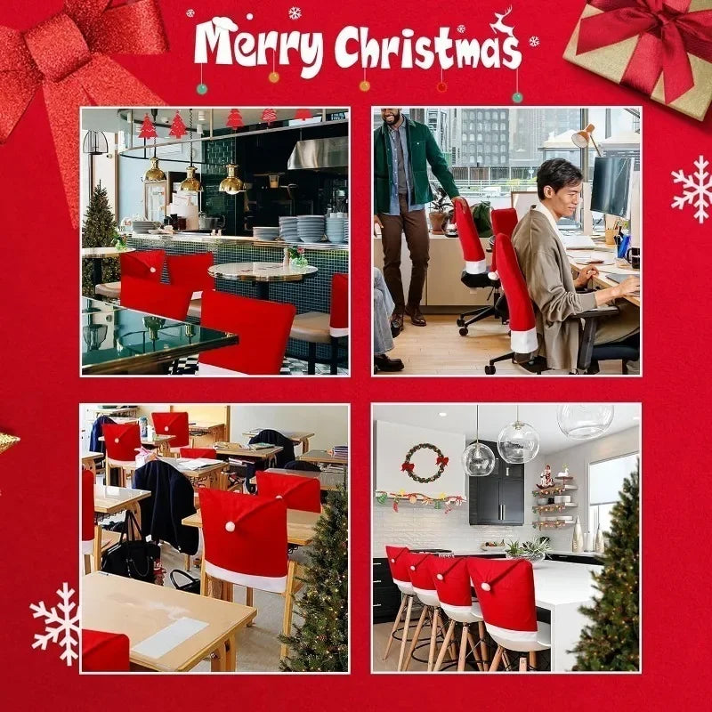 Festive Santa Hat Chair Covers for Christmas Décor - Image 9
