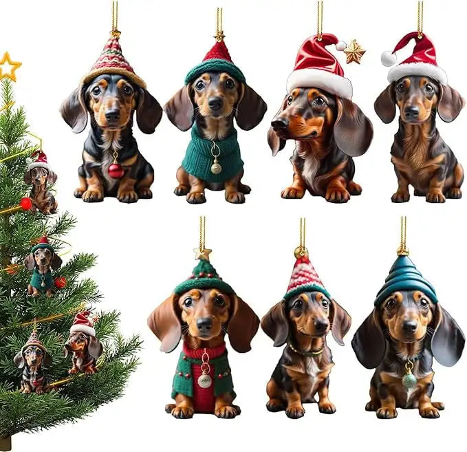 Adorable Dachshund Dog Christmas Tree Ornament