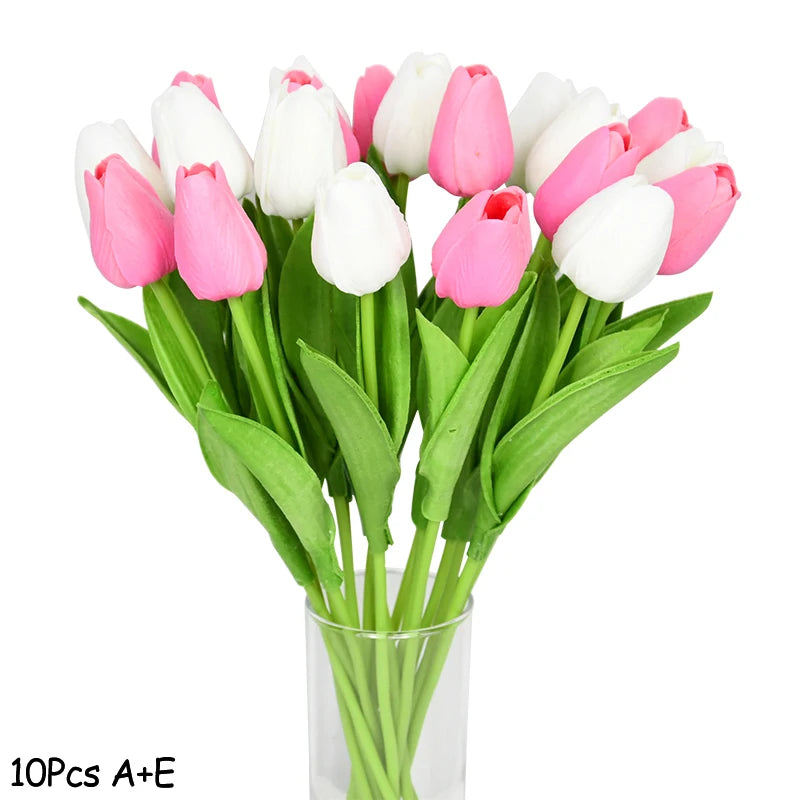 10PCS Real Touch Tulip Bouquet for Holiday Decor - Image 22