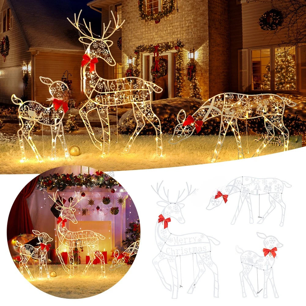 3-Piece LED Lighted Reindeer Family Christmas Decor - Image 3