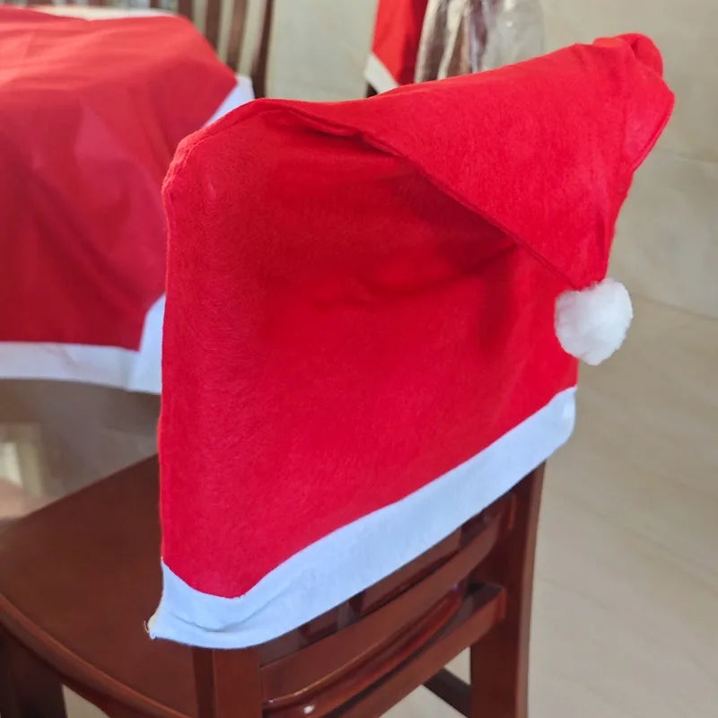 Festive Red Non-Woven Chair Covers for Christmas - Image 12