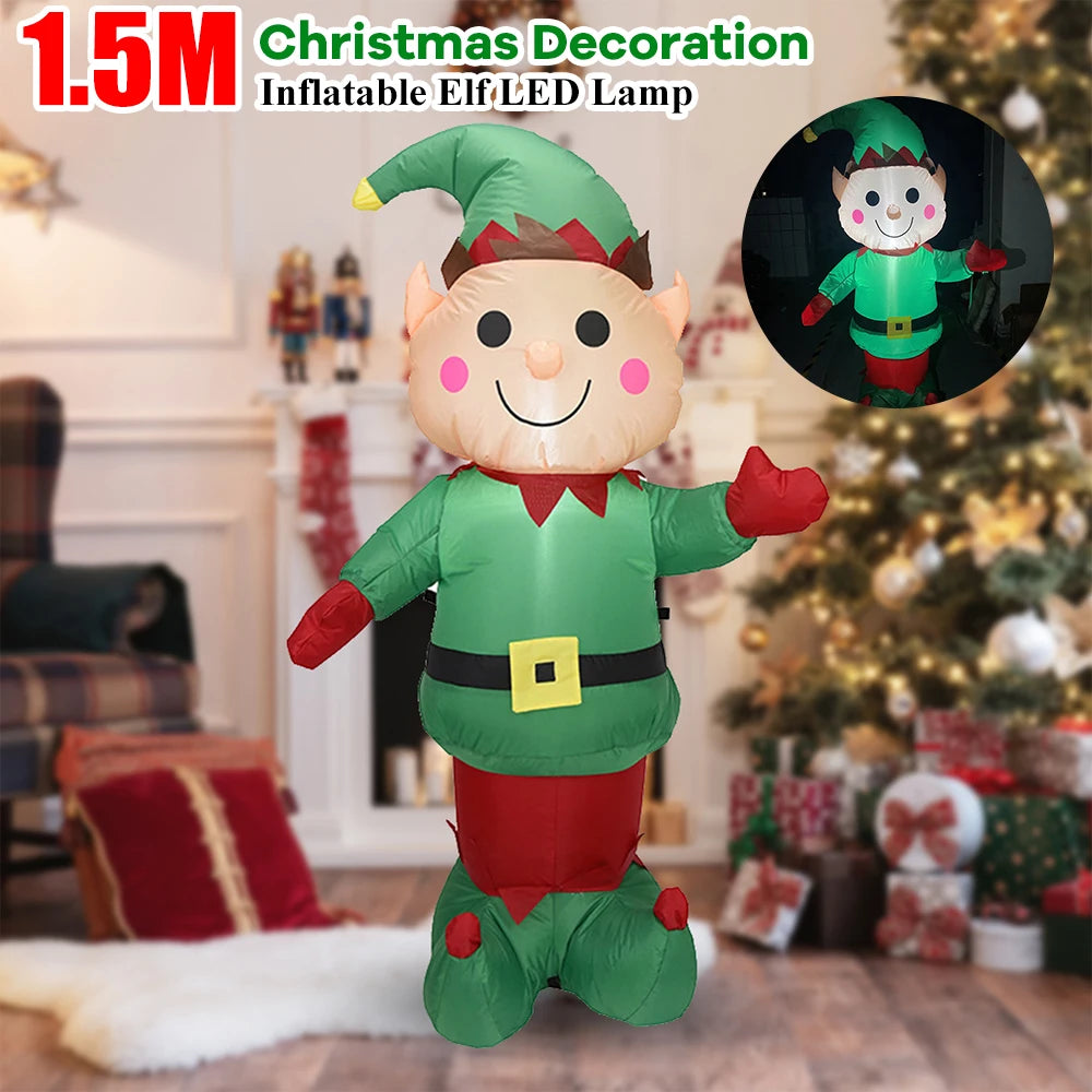 Giant Inflatable Elf with LED Lights for Christmas
