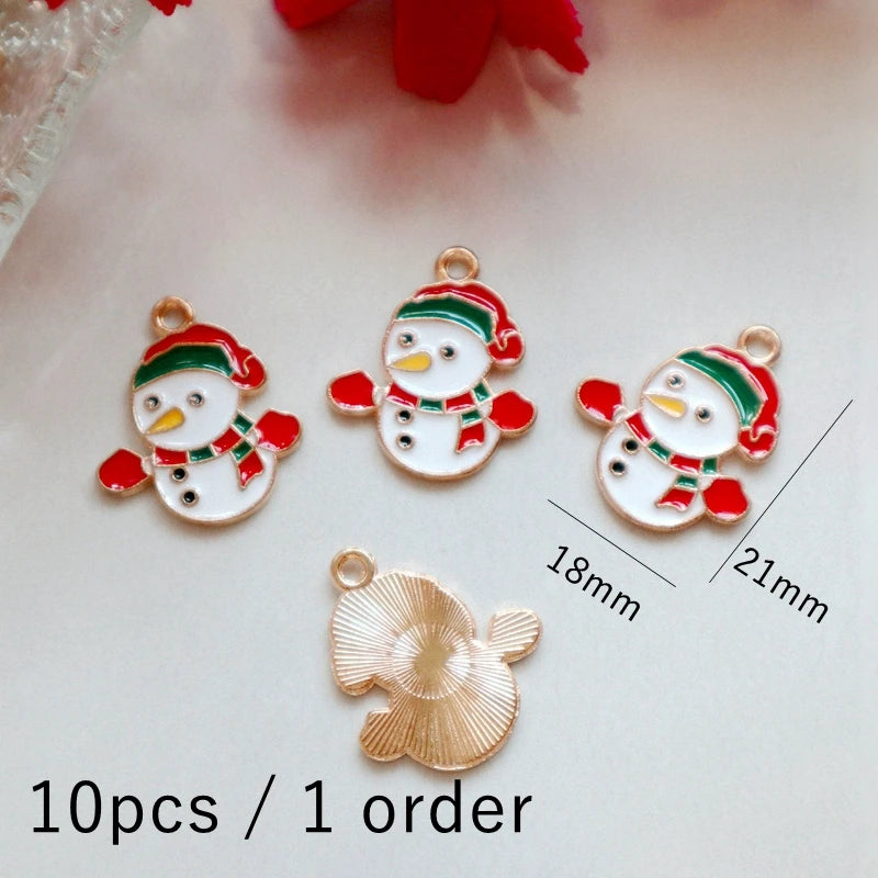 10PCS Festive Christmas Snowflake & Santa Charms - Image 4