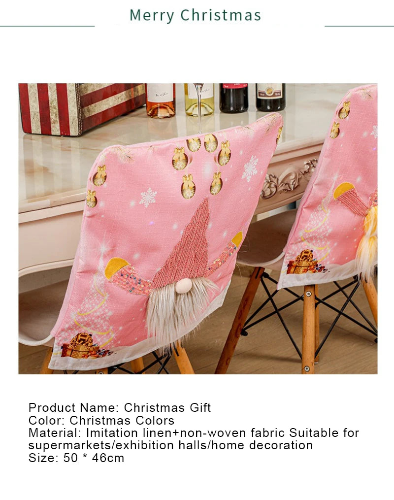 Festive Pink Chair Covers with Lights for Christmas - Image 16