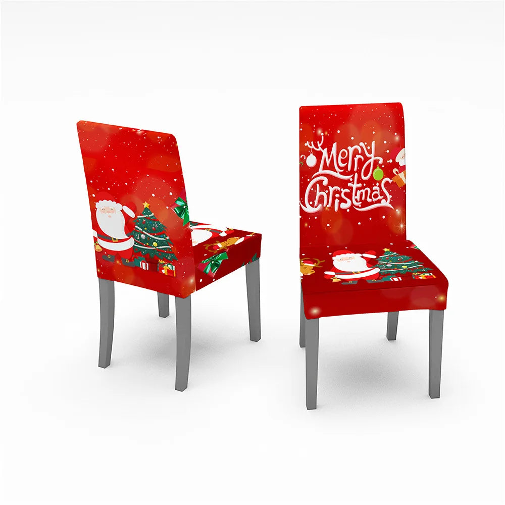Festive Santa Printed Elastic Dining Chair Covers - Image 2