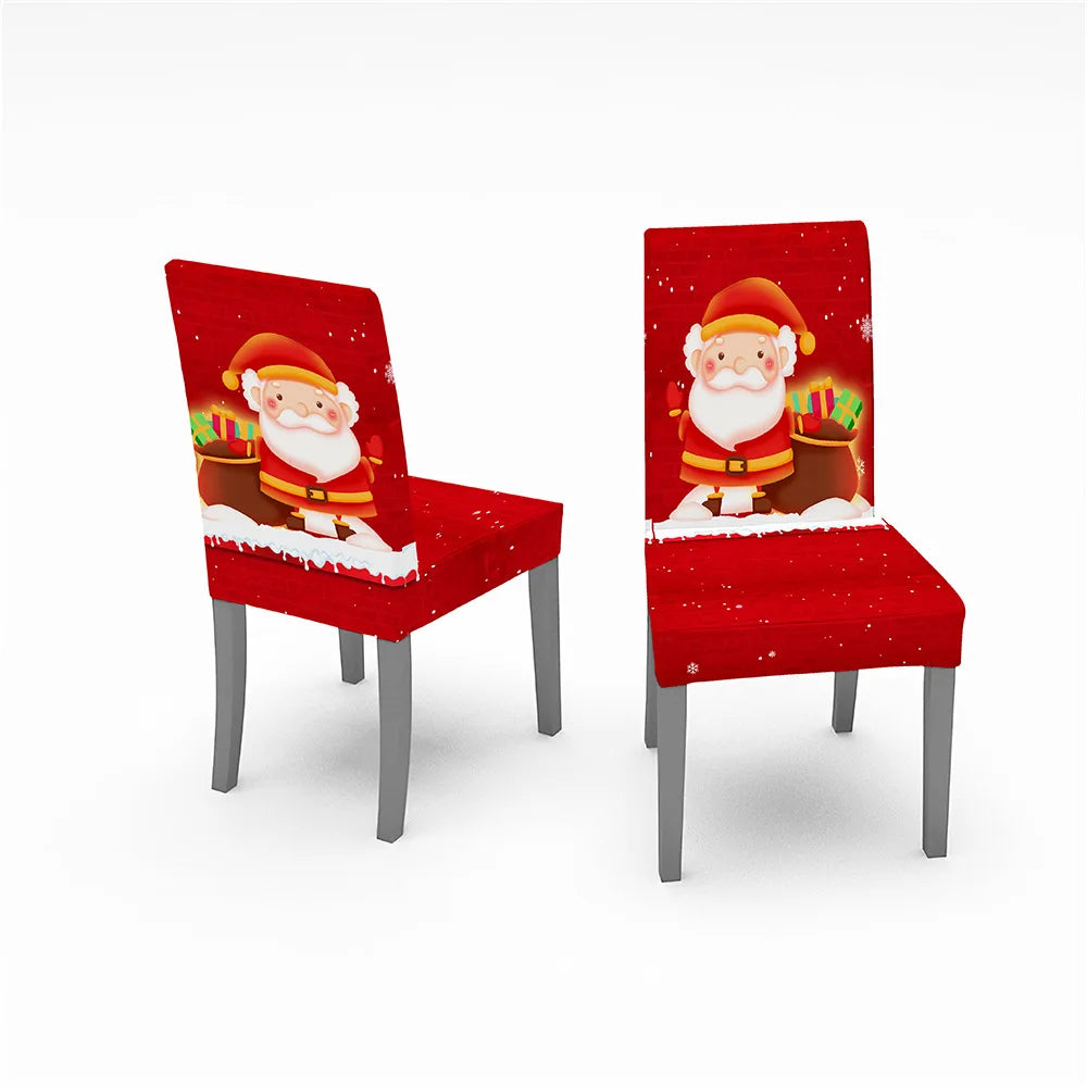 Festive Santa Printed Elastic Dining Chair Covers - Image 9
