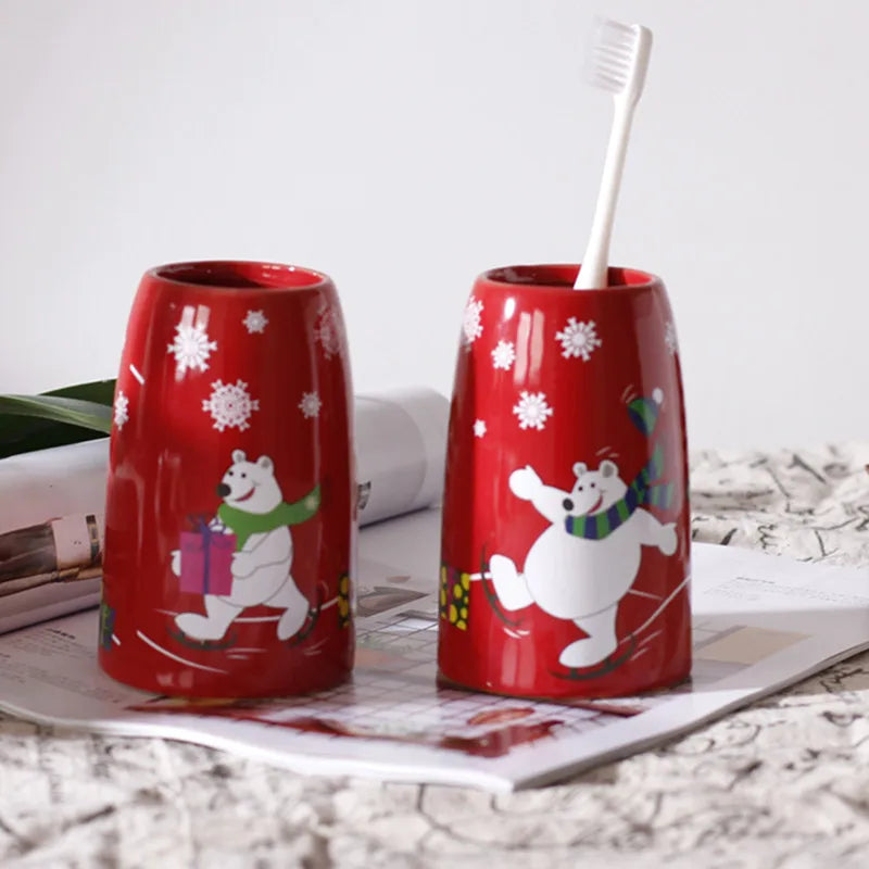 Adorable Bear Christmas Bathroom Set for Couples - Image 7