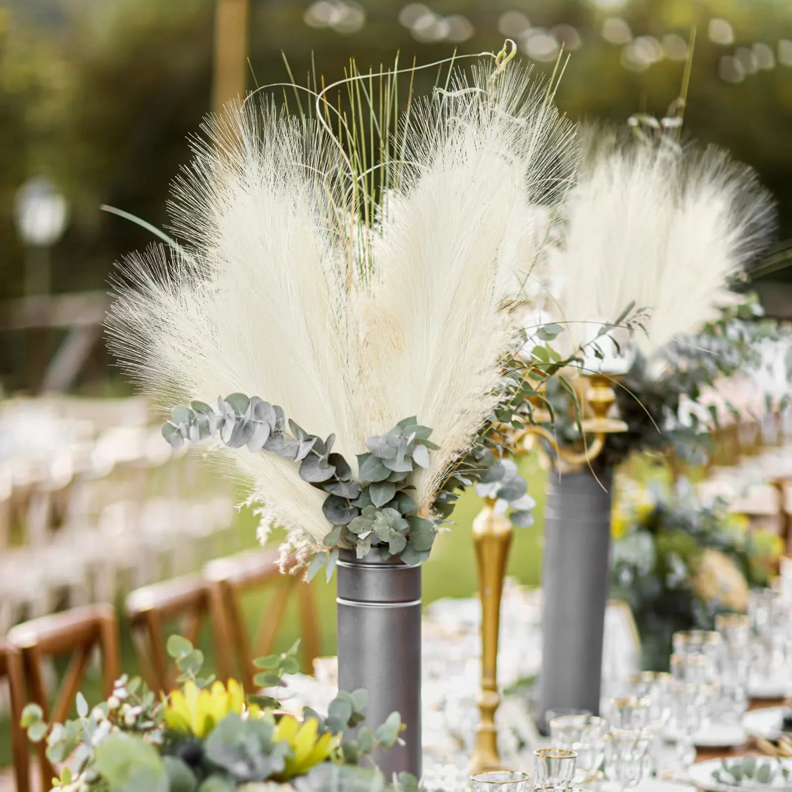 10pcs Faux Pampas Grass Bouquets for Festive Decor - Image 11