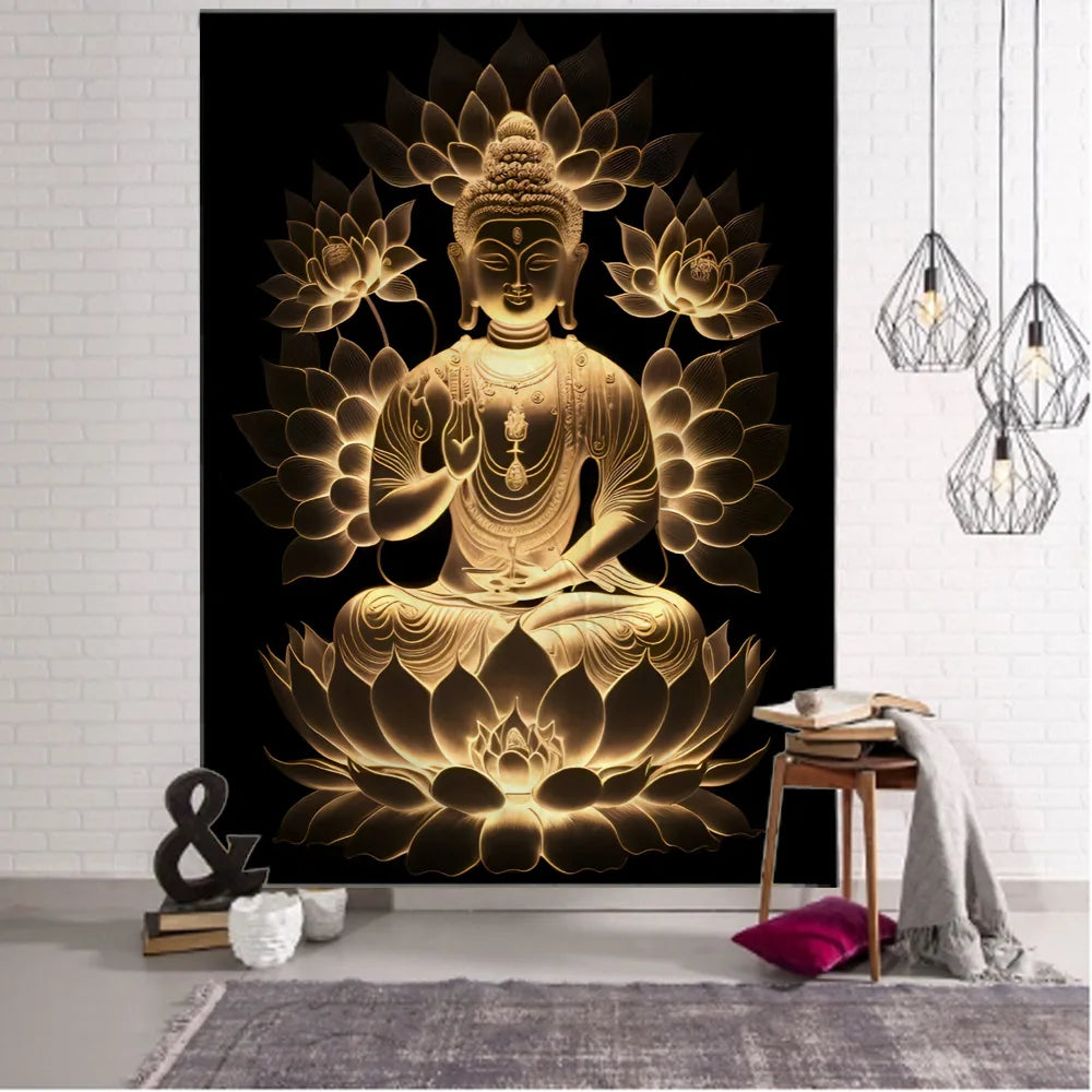 Tranquil Buddha Mandala Tapestry for Christmas Decor