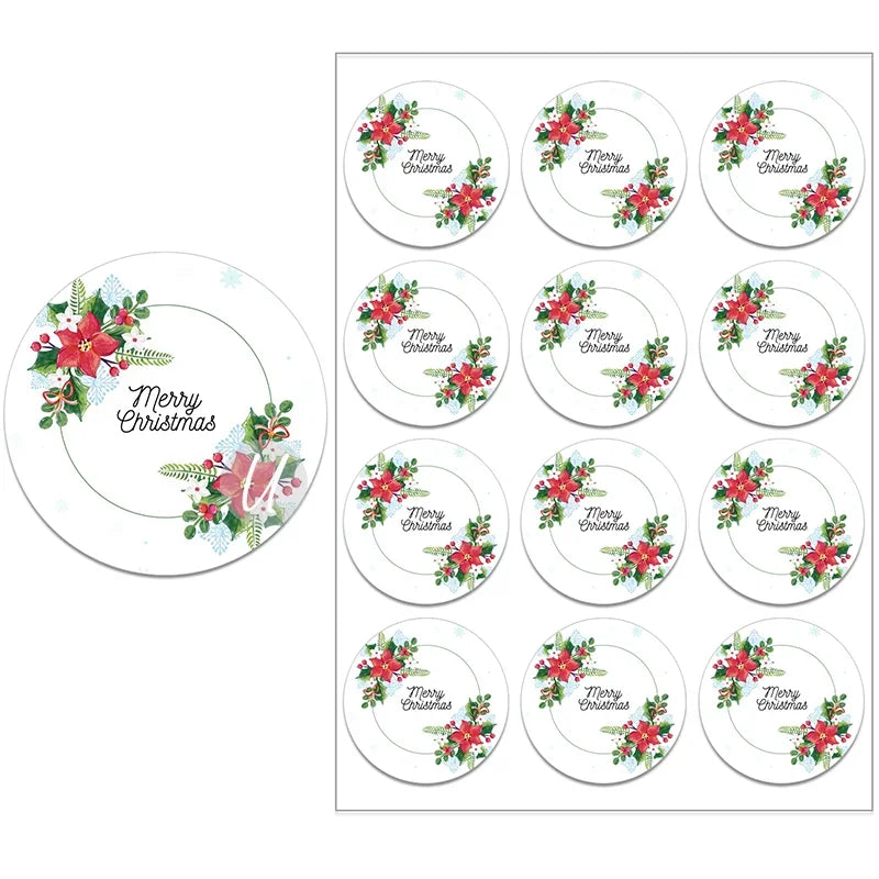 Festive Floral Christmas Stickers & Gift Seals - Image 11