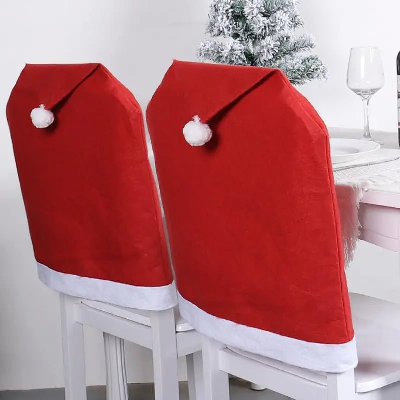 Festive Red Non-Woven Chair Covers for Christmas - Image 3