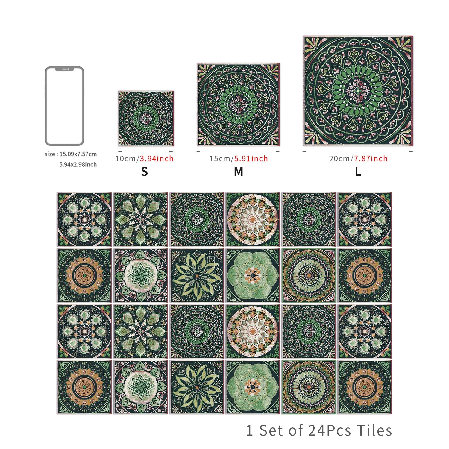 24 Retro Mandala Waterproof Wall Stickers for Christmas - Image 20