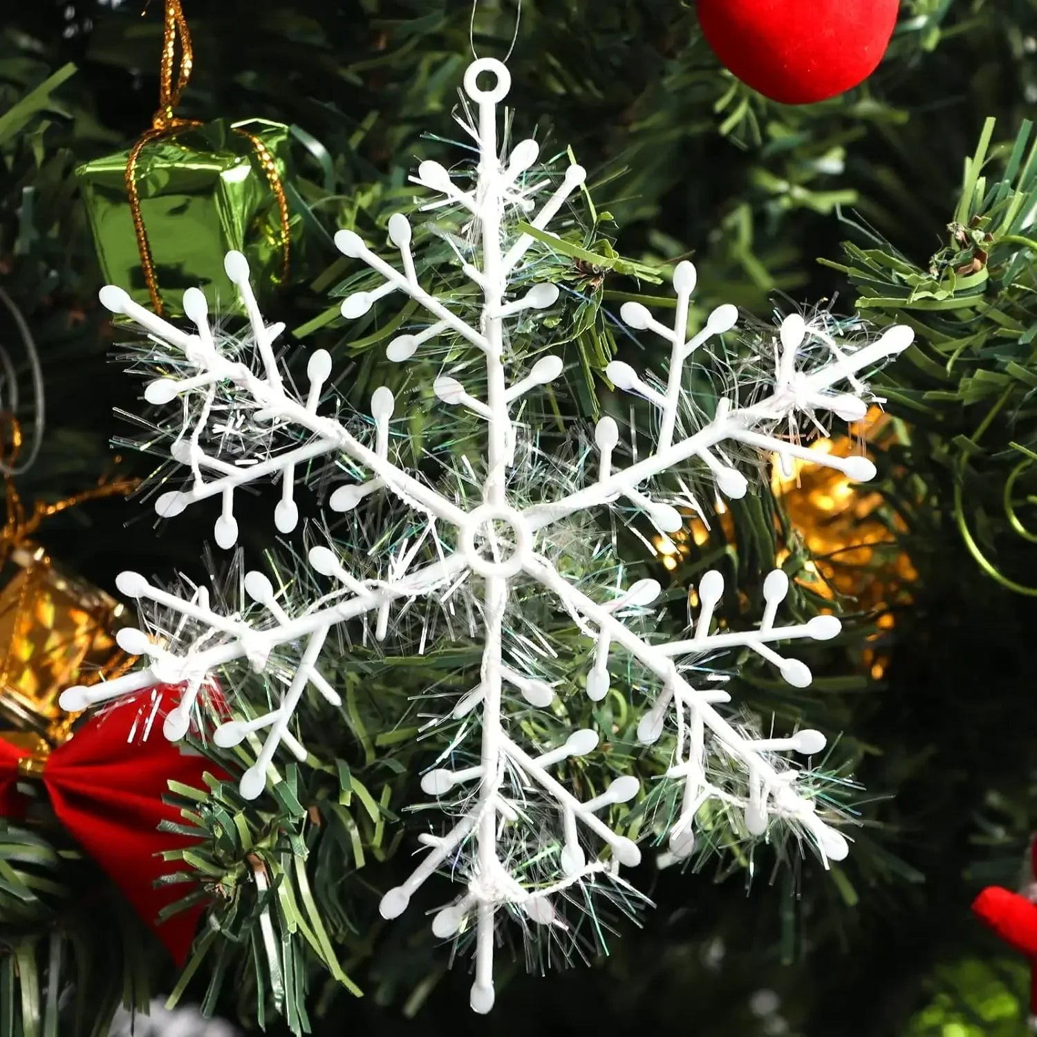 30Pcs White Glitter Snowflake Christmas Ornaments - Image 12