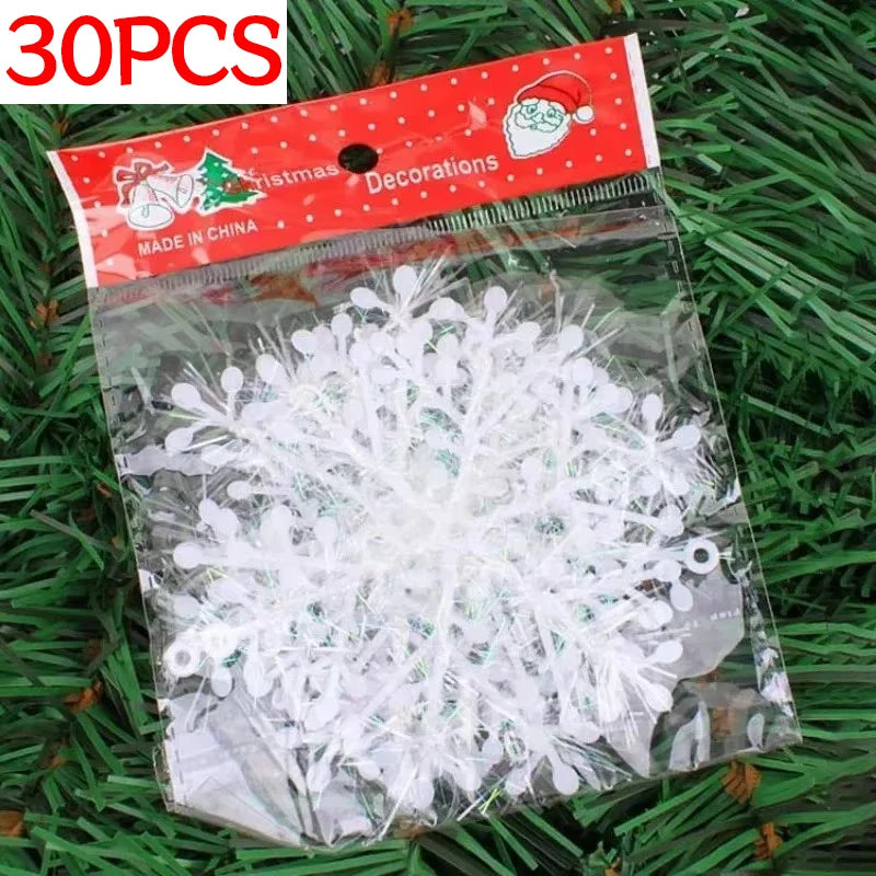 120/30PCS Glittering White Snowflake Xmas Ornaments - Image 10