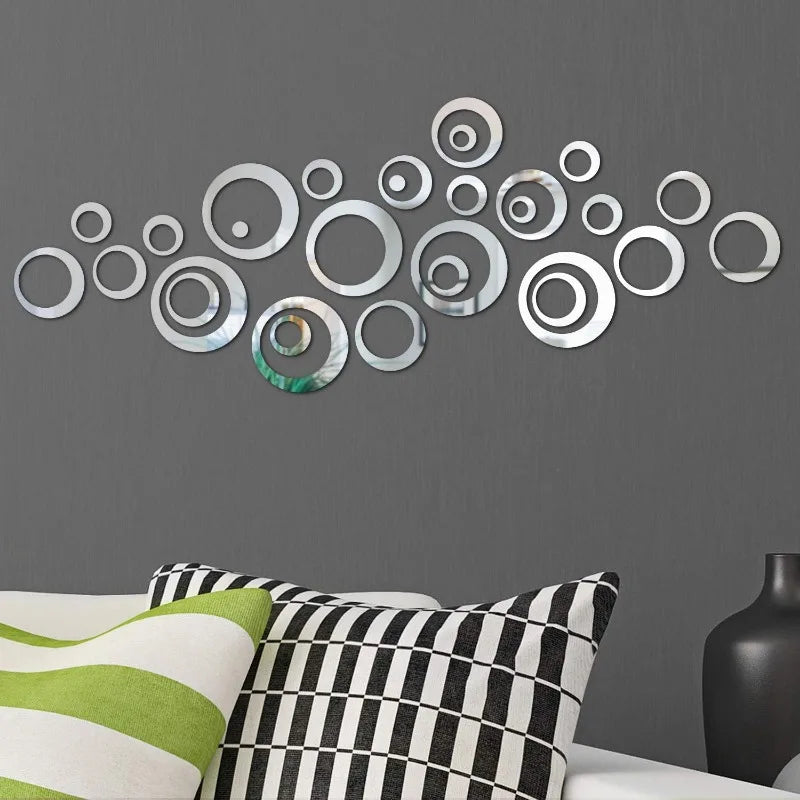 Festive Circular 3D Mirror Wall Decals for Christmas - Image 24