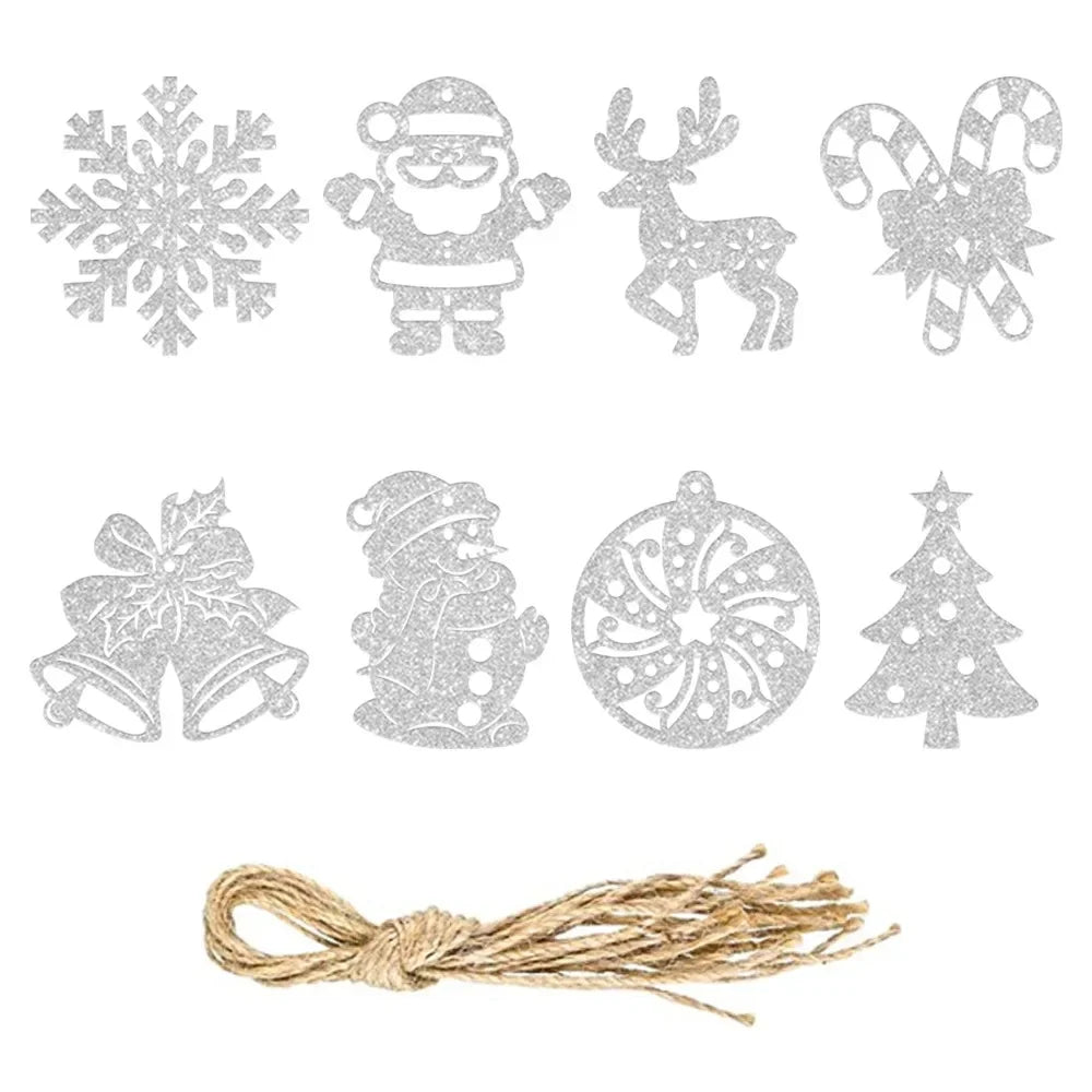 8pcs Christmas Glitter Snowflake Hangings for Tree Decor - Image 2