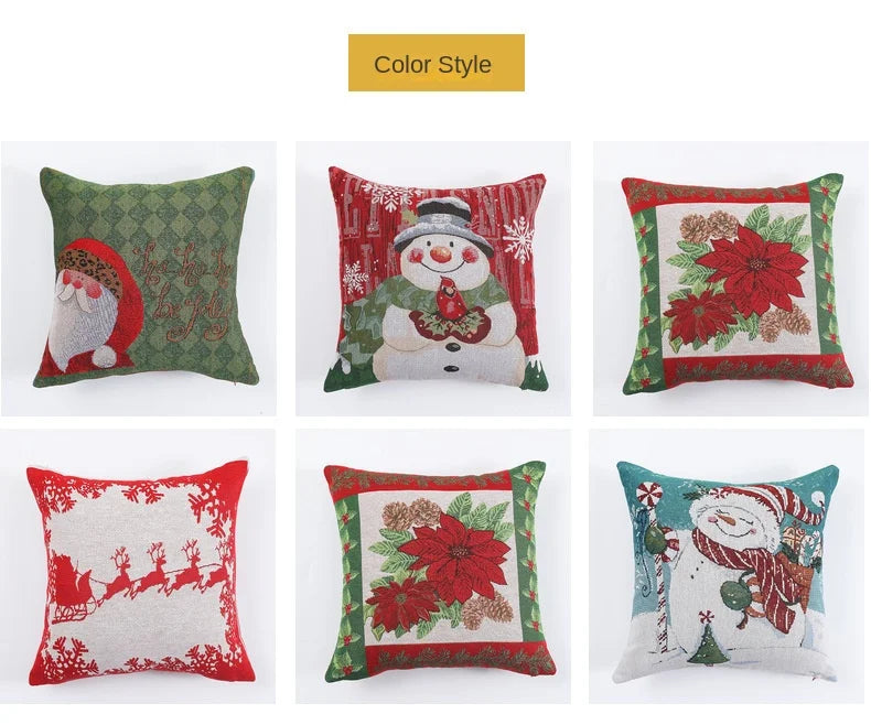 Festive Cartoon Elk Snowman Christmas Pillow Cover - Image 15