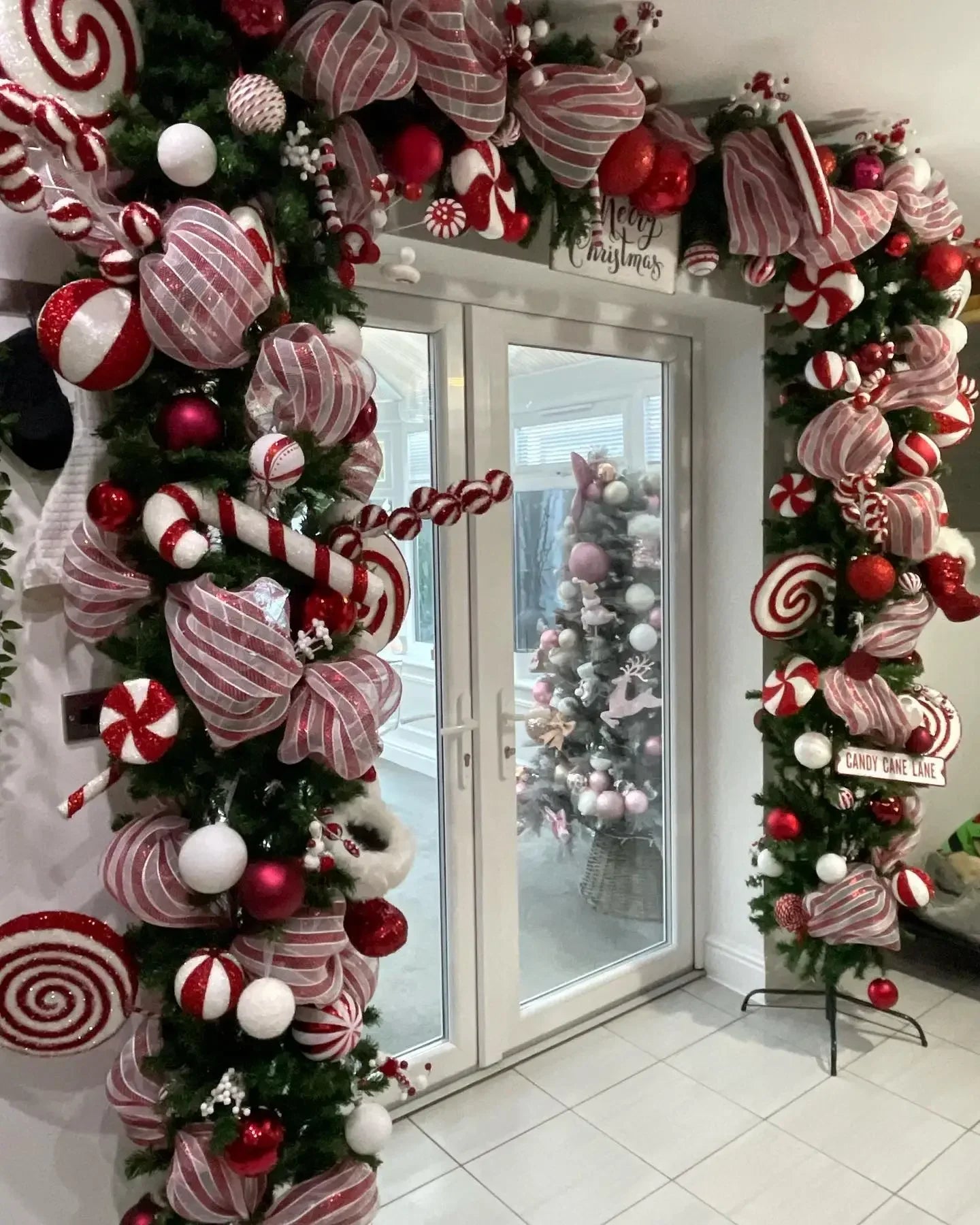 Festive Red & White Stripe Christmas Ribbon - Image 9