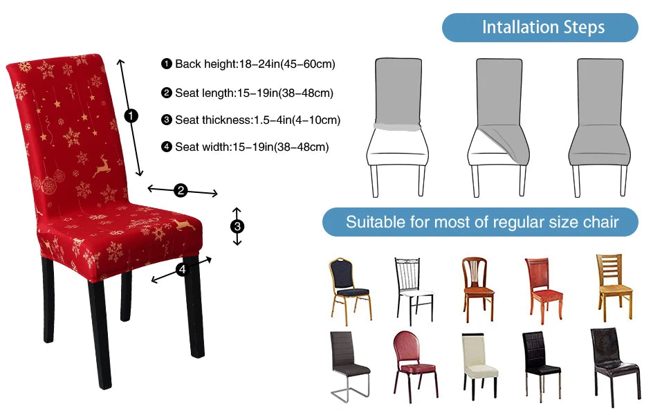 Christmas Stretchable Slipcovers for Dining Chairs - Image 19