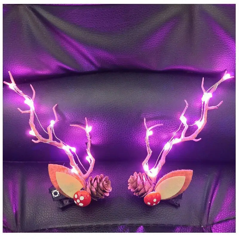 Glowing Christmas Antler Hair Clip for Festive Cheer - Image 12