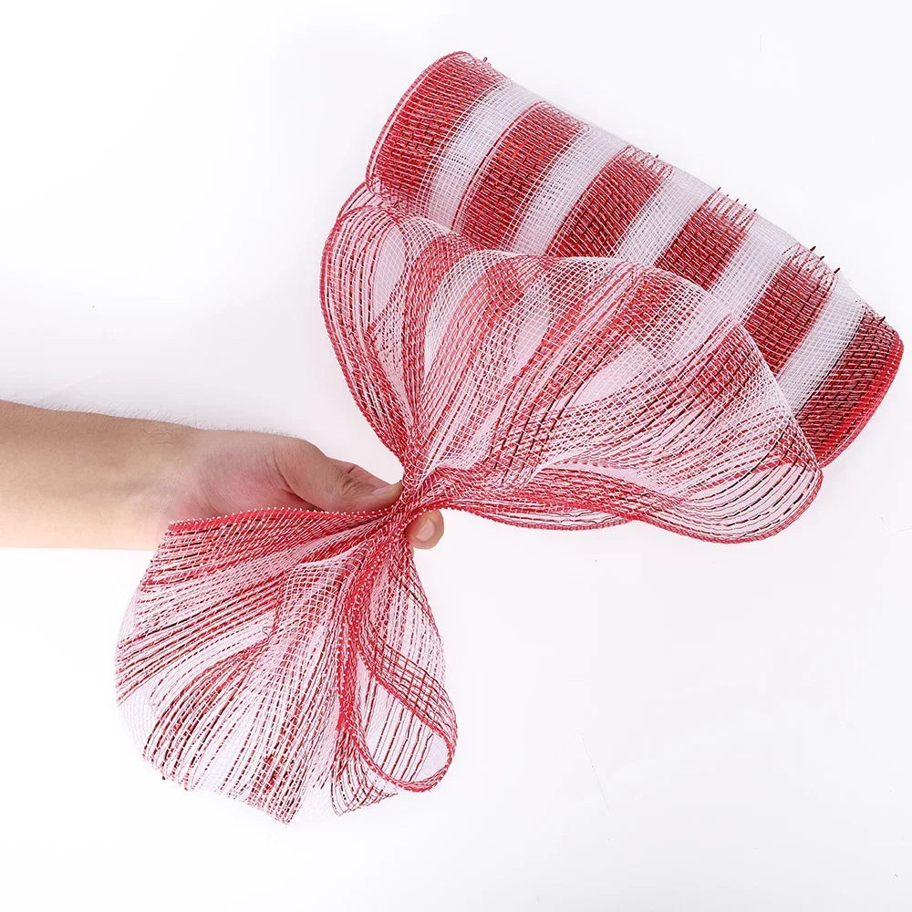 Festive Red & White Stripe Christmas Ribbon - Image 11