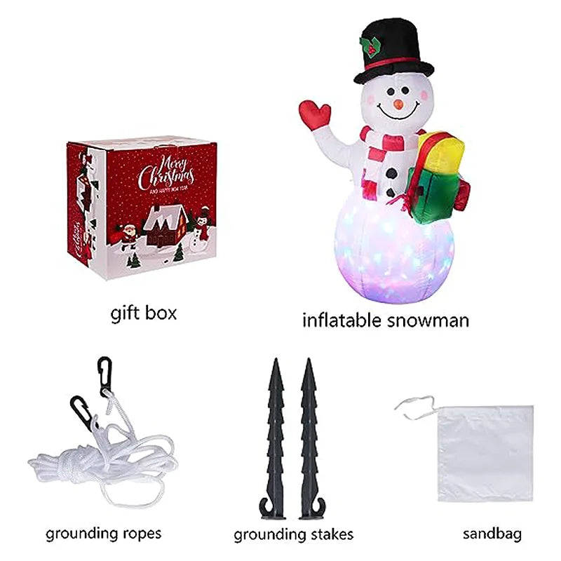 5FT Colorful LED Baseball Snowman Inflatable Decor - Image 6