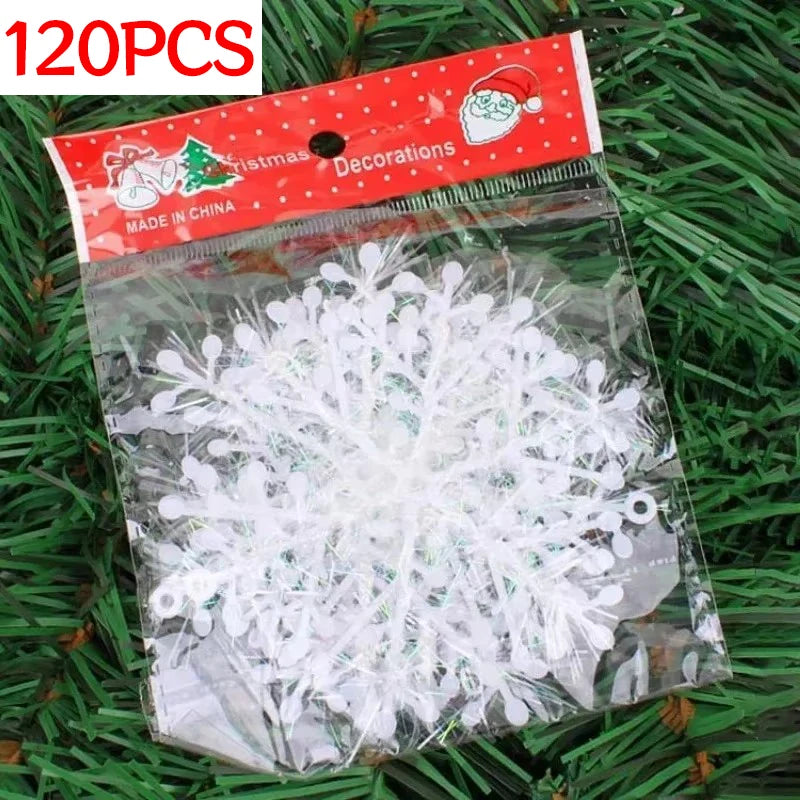 120/30PCS Glittering White Snowflake Xmas Ornaments - Image 9