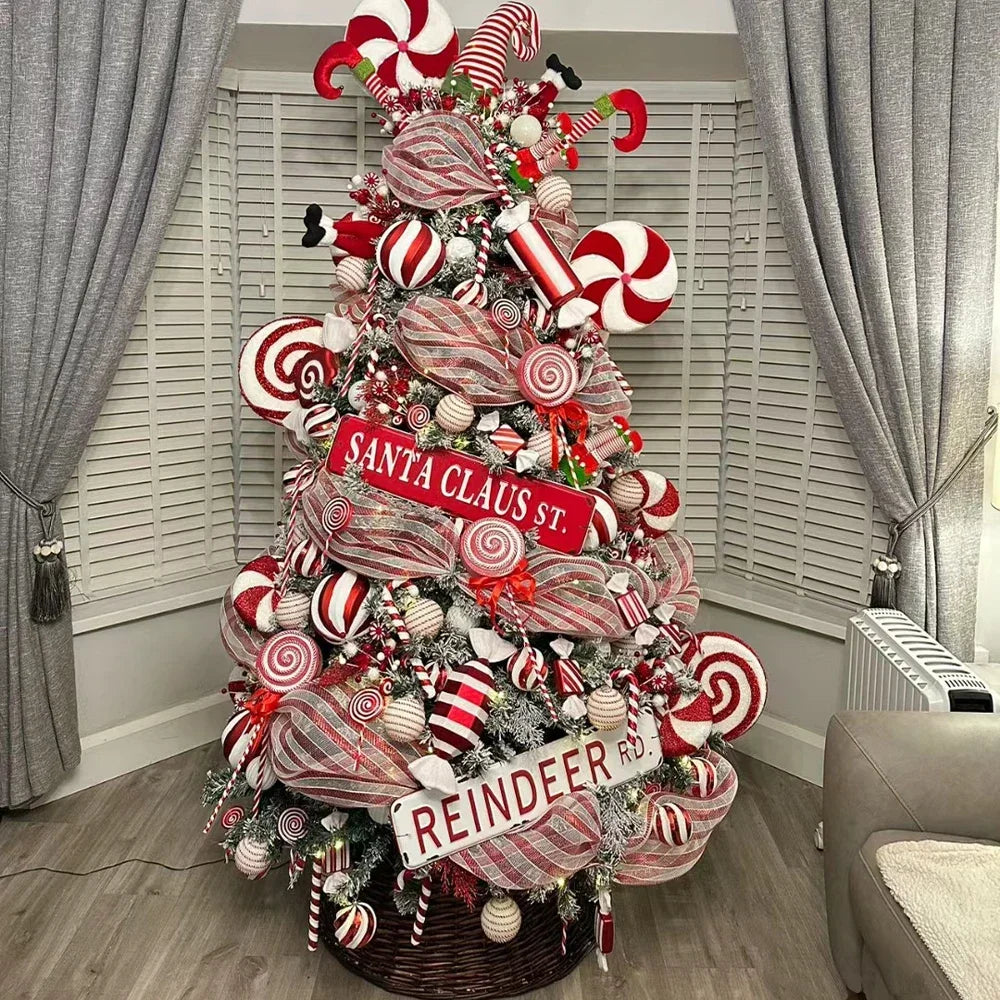 Festive Red & White Stripe Christmas Ribbon - Image 3