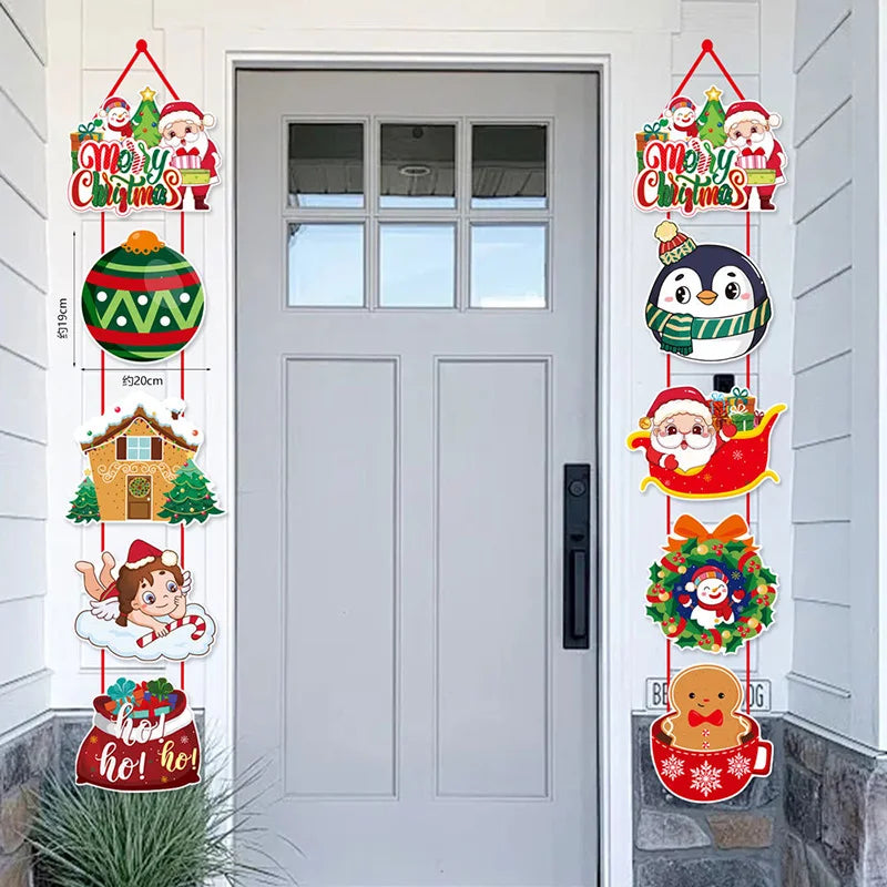 Festive Santa & Snowman Christmas Door Hanger