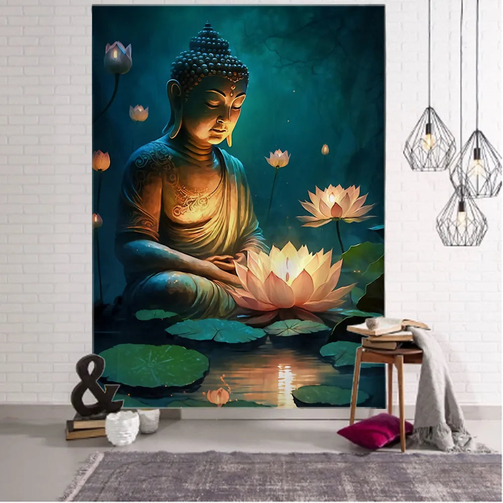 Tranquil Buddha Mandala Tapestry for Christmas Decor - Image 2