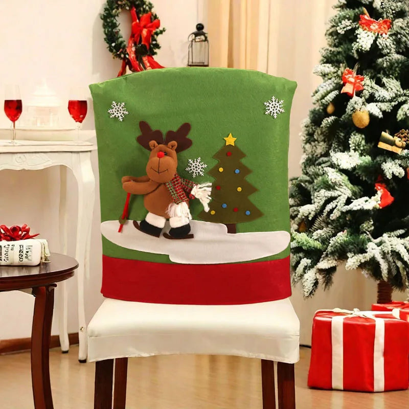 Cozy Christmas Chair Covers: Santa, Snowman & Reindeer - Image 17