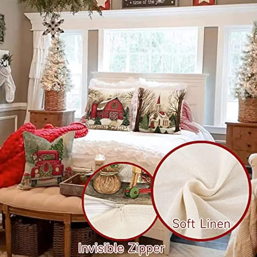 Festive 40x40cm Christmas Pillow Covers for Home - Image 9
