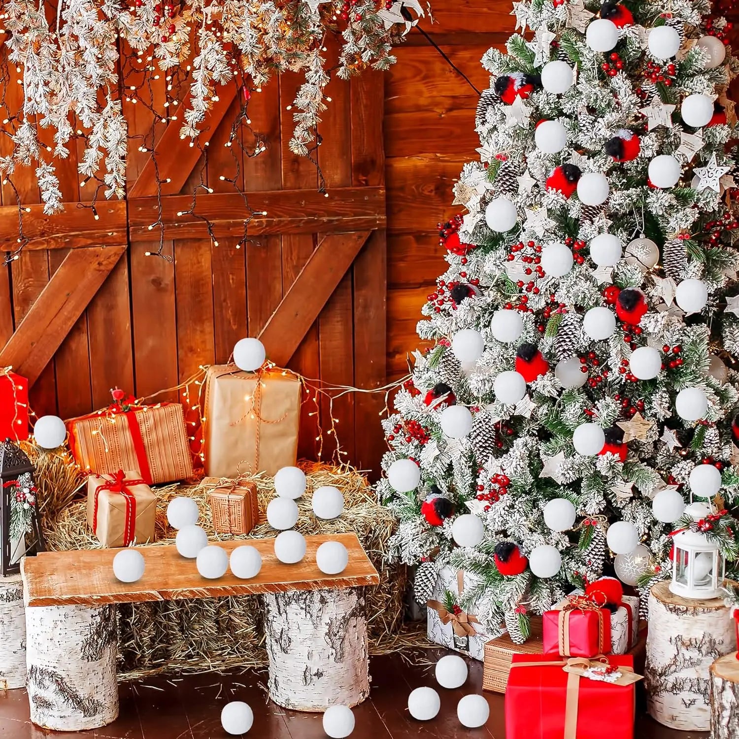 White Foam Snowball Ornaments for Holiday Decorating - Image 20